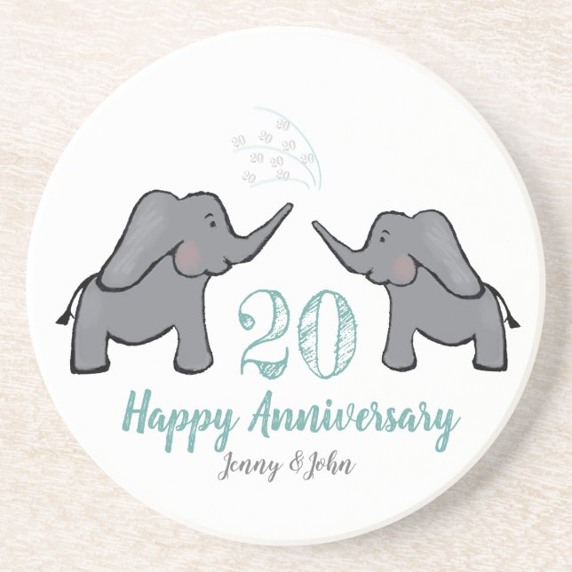 Posavasos 20.º elefante del aniversario del boda de china (Frente)