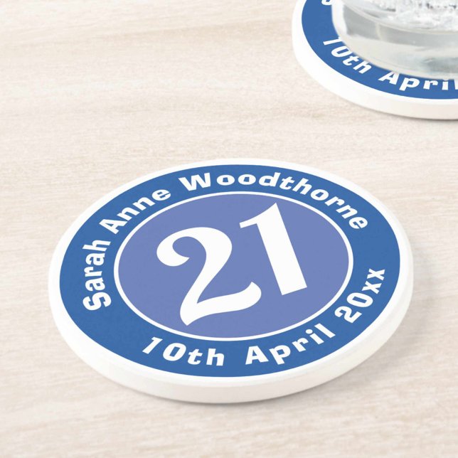 Posavasos 21º cumpleaños con nombre, edad y fecha (Subido por el creador)