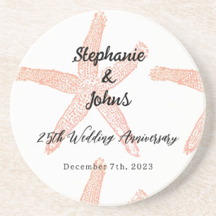 Posavasos 25.º Aniversario Boda Starfish Custom Name Gift