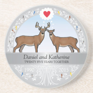 Posavasos 25° Aniversario Boda, Buck & Doe personalizado