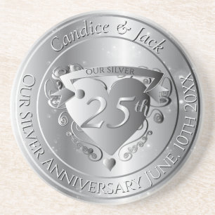 Posavasos 25° Aniversario Boda de Silvery Heart