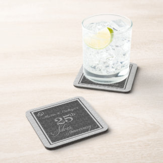 Posavasos 25° Aniversario de Plata con Nombre Damask