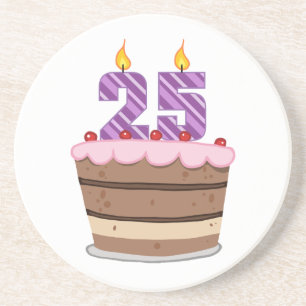 Posavasos 25 años en el pastel de cumpleaños