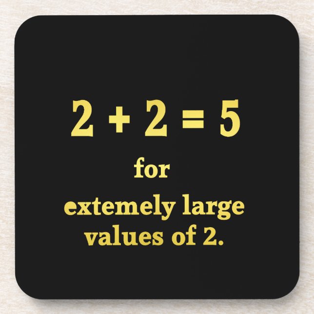 Posavasos 2 + 2 = 5  Chiste matemático divertido (Frente)
