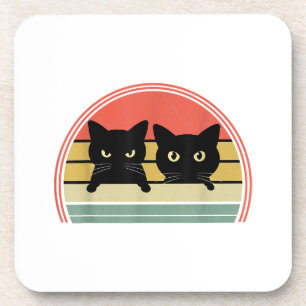 Posavasos 2 gatos negros buscando amor animal vintage