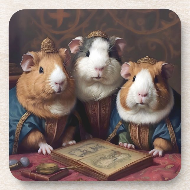 Posavasos 3 Cerdos del Renacimiento de Guinea (Frente)