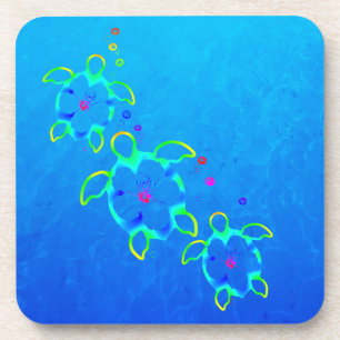 Posavasos 3 tortugas hawaianas teñidas lazo de Honu