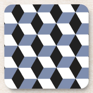 Posavasos 3D azul del negro de cielo y blanco cubica el