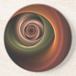 Posavasos 3D Spiral Abstract Warm Colors Modern Fractal Art