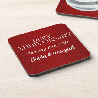 Posavasos 40.º aniversario de Ruby con nombre y año