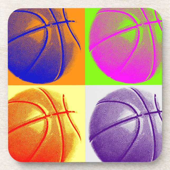 Posavasos 4 Colores Pop Art Basketball (Frente)