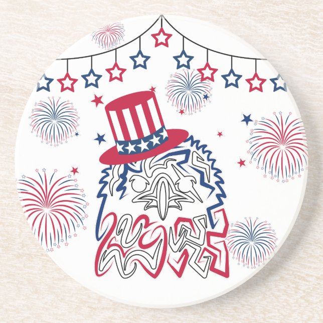 Posavasos 4 de julio Día de la Independencia Águila American (Frente)