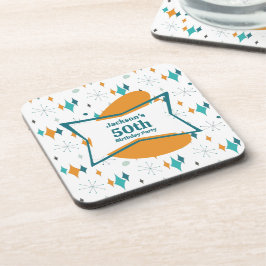 Posavasos 50.ª Fiesta de Cumpleaños Retro Mid Century Cualqu