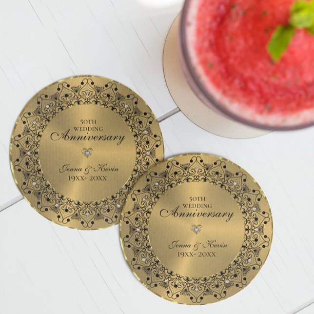 Posavasos 50.º aniversario Boda BlackMandala en oro (Subido por el creador)