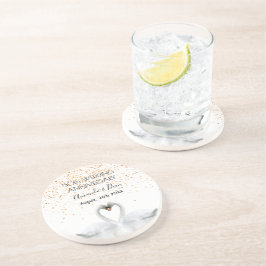 Posavasos 50° aniversario de bodas de oro con cisnes blancos