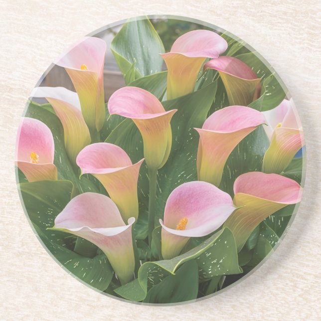 Posavasos 55° Aniversario Boda Lirio Rosa Calla (Frente)