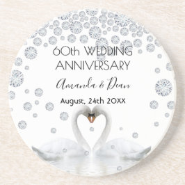 Posavasos 60.º aniversario de los bodas de diamantes cisnes 