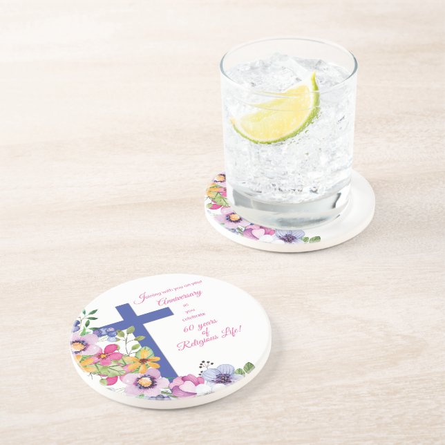 Posavasos 60° Aniversario, monja, Cruz de la Vida Religiosa (Lado)