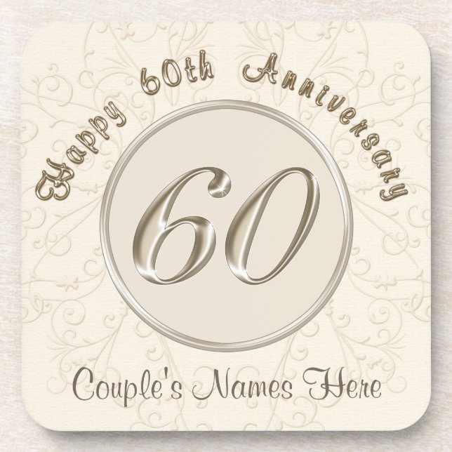 Posavasos 60.os regalos personalizados del aniversario de (Frente)