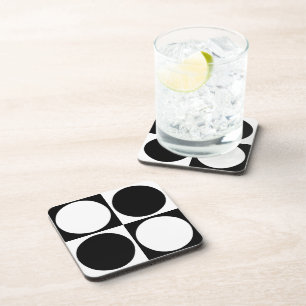 Posavasos 70s Checks and Circles Black and White