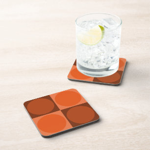 Posavasos 70s Checks and Circles Flame Orange