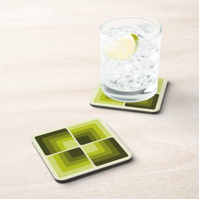 Posavasos 70s Rainbow Squares Monochrome Green (Lado Derecho)