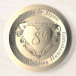 Posavasos 8.º Boda Aniversario de la Medalla de Bronce<br><div class="desc">Cada pareja se merece un metalizado por su aniversario y con el emblema de mi corazón suavizando este diseño dándole un toque romántico,  ¿¿no es este un lindo regalo para conmemorar el aniversario??</div>