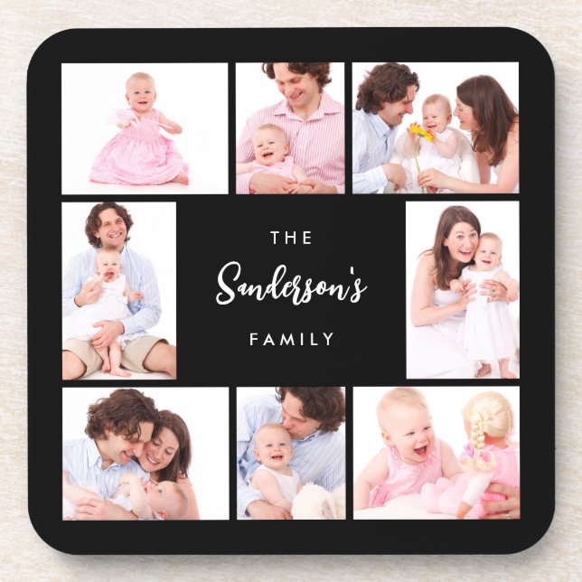 Posavasos 8 Sections Family Photo in Black Frame (Frente)