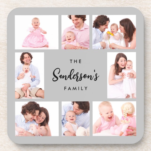 Posavasos 8 Sections Family Photo in Gray Frame (Frente)