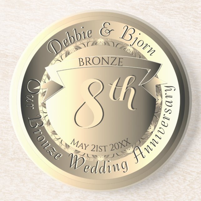 Posavasos 8th Wedding Anniversary Bronze Medallion Image (Frente)