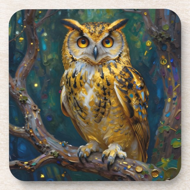 Posavasos A Blue and Gold Majestic Owl   (Frente)