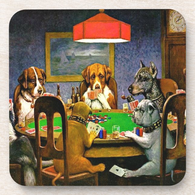 Posavasos A Friend in Need, Dogs Playing Poker, (Frente)
