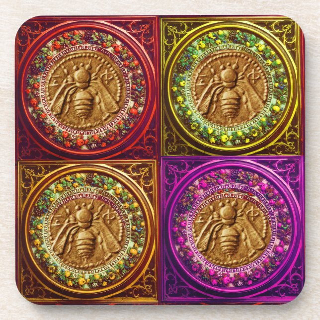 POSAVASOS ABEJA DE LA MIEL/CORONA FLORAL FLORENTINA VERDE (Frente)