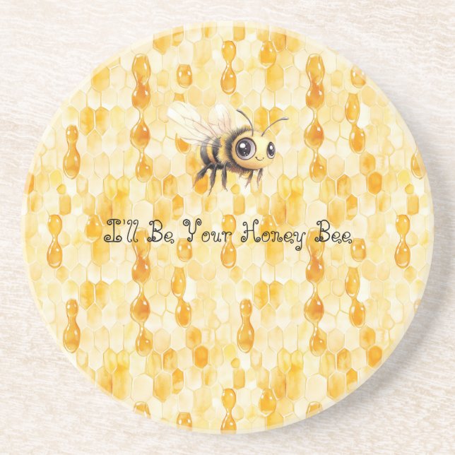 Posavasos Abeja de Miel Amarillo Dorado (Frente)