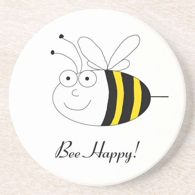 Posavasos ¡Abeja feliz! Práctico de costa lindo de la abeja (Frente)