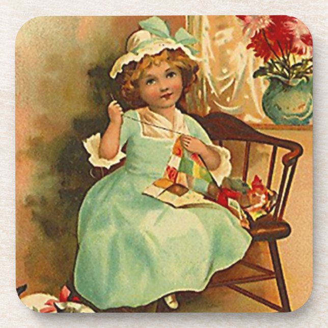 Posavasos Abeja que acolcha de las manos ocupadas de Quilter (Frente)