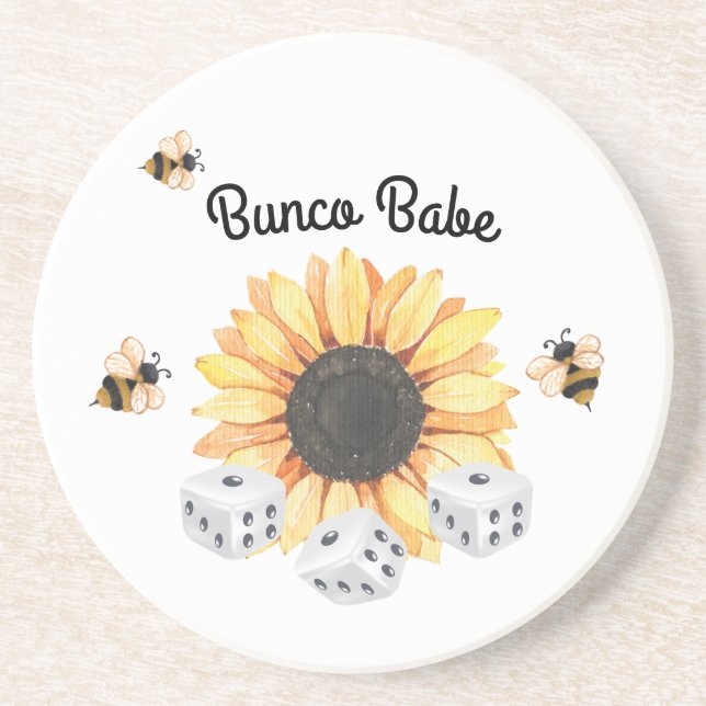 Posavasos Abejas de girasol Dados Florales Bunco (Frente)