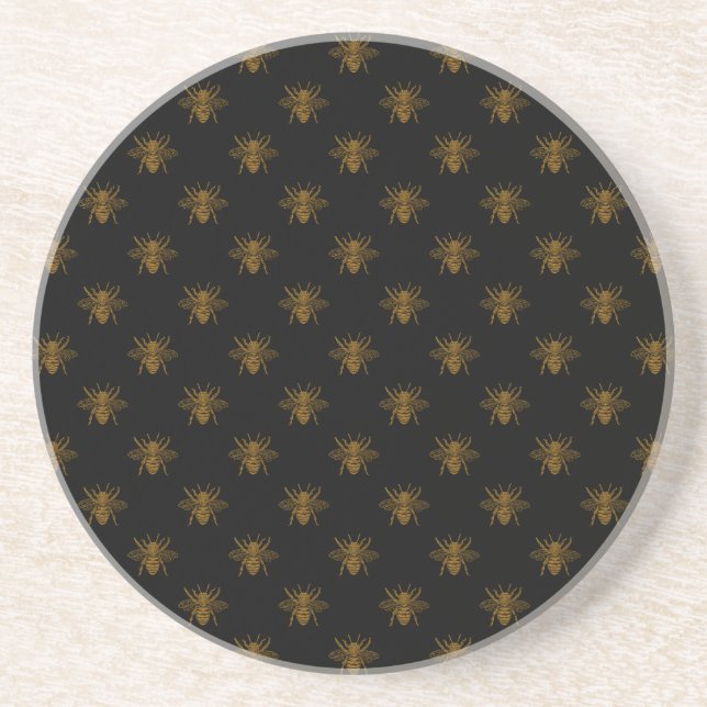 Posavasos Abejas de Relieve metalizado metálico de oro en ne (Frente)