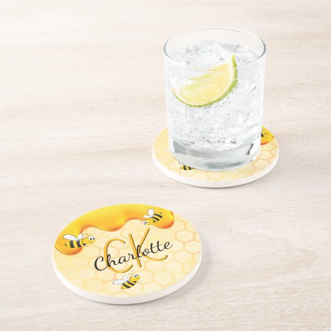 Posavasos Abejas torrenciales de miel de abeja goteo de miel (Lado)