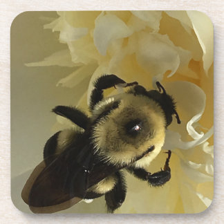 Posavasos Abejorro en flor de peonía de plástico duro