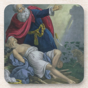 Posavasos Abraham que ofrece encima de su hijo Isaac, de una