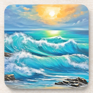 Posavasos Abrazo del Océano: Arte de Olas
