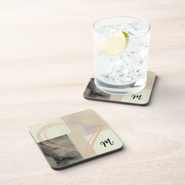 Posavasos Abrstract Moderno Blanco Y Gris (Lado Derecho)