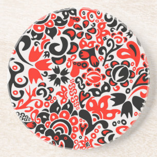 Posavasos Abrupción del patrón floral del arte folklórico ét