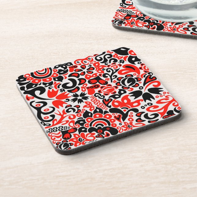 Posavasos Abrupción del patrón floral del arte folklórico ét (Lado Izquierdo)