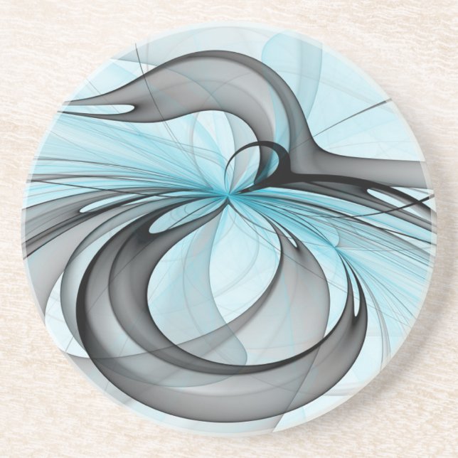 Posavasos Abstract Anthracite Gray Blue Modern Fractal Art (Frente)