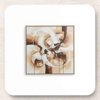 Posavasos Abstract art with white, beige and brown colours.