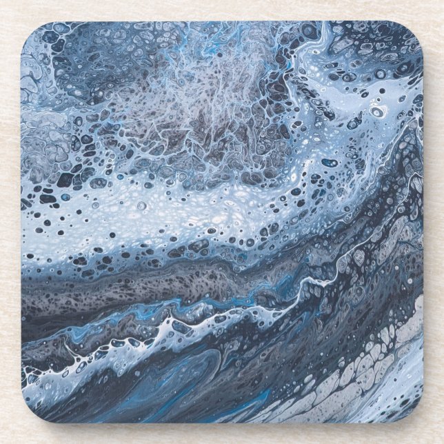 Posavasos Abstract Blue & Gray Ocean Drift (Frente)