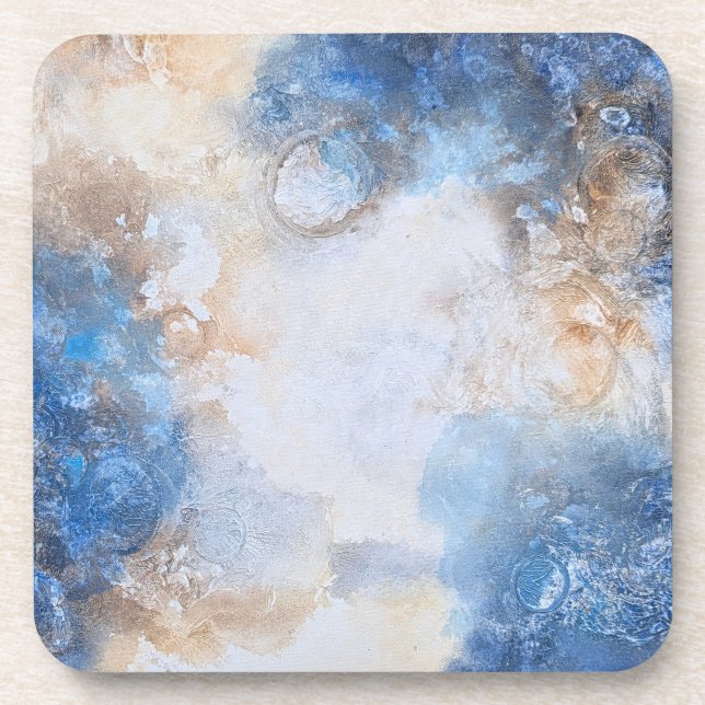 Posavasos Abstract Blue & Sand Textured Clouds (Frente)