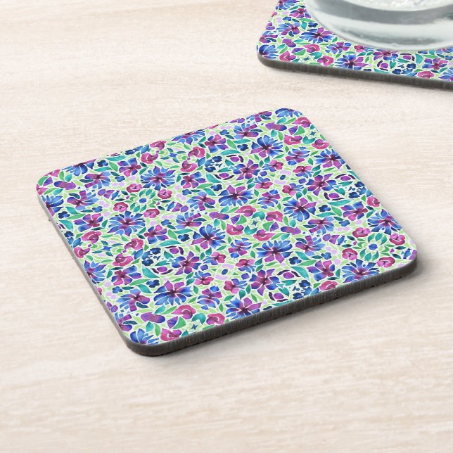 Posavasos Abstract Floral Pattern - Hard Plastic Coaster (Lado Izquierdo)